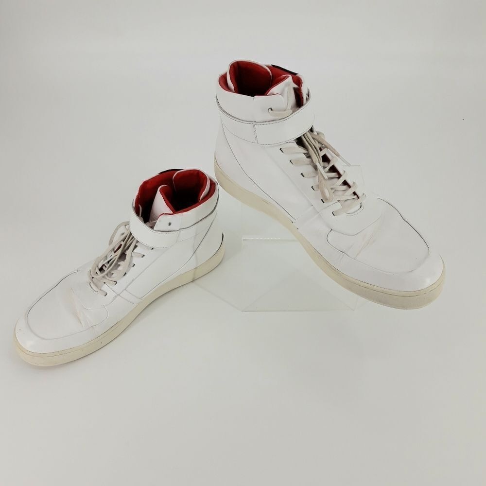 Y2K Calvin Klein Spell Out High Top Sneakers Sz 11 Navin Nappa Logo White Black - Picture 4 of 11